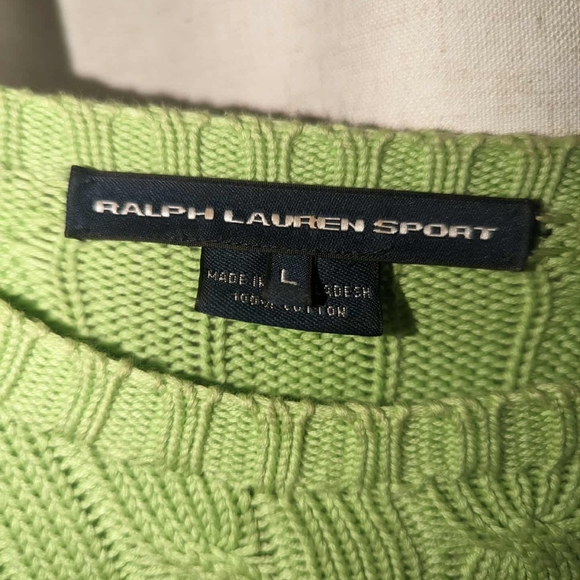 Blue Label Ralph Lauren Sport Cableknit Green 100% Cotton Sweater - Picture 4 of 4